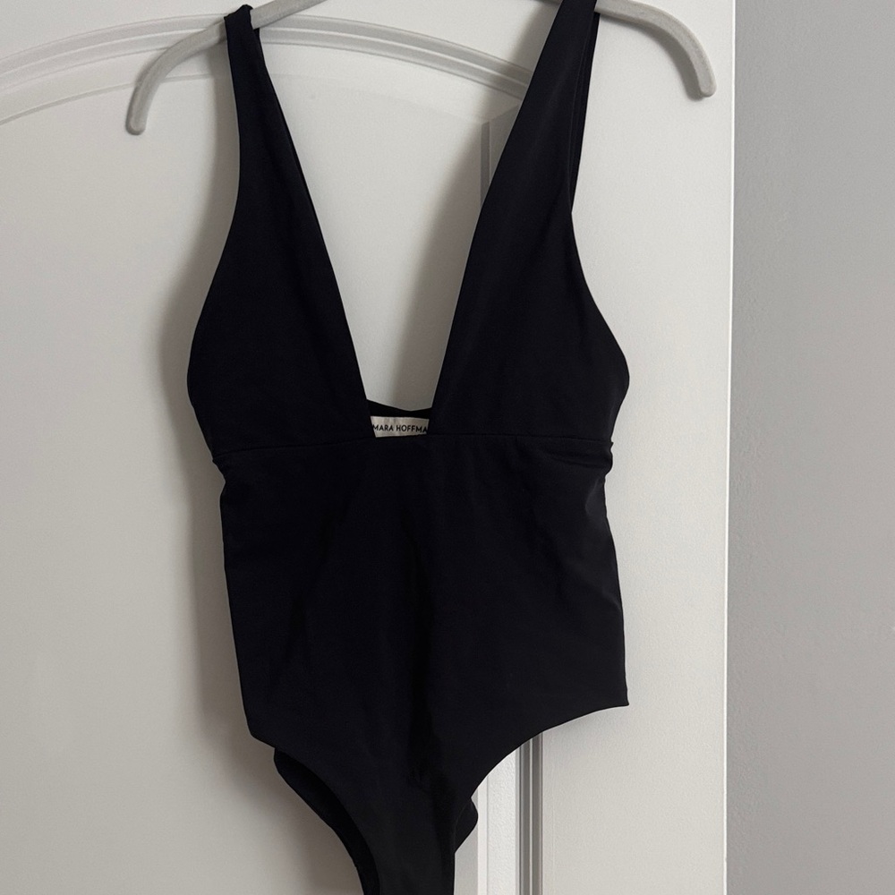 Black Deep V One-Piece Swimsuit